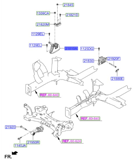 دسته موتور اصلی هیوندای النترا Hyundai/KIA Genuine Parts – MOBIS   21810F3100