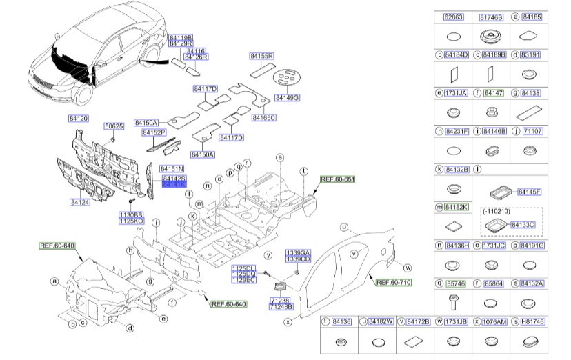 عایق بین گلگیر و درب(کاور داخل گلگیر) جلو چپ سراتو| Hyundai/KIA Genuine Parts – MOBIS |841161M001