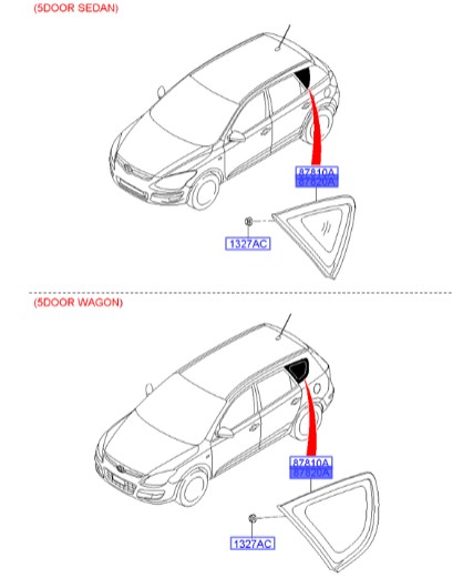 شیشه لچکی عقب چپ هیوندای Hyundai/KIA Genuine Parts – MOBIS   I30  878202L010