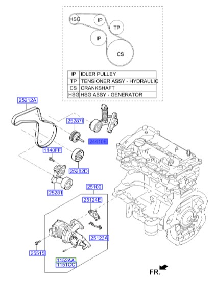 جک  سفت کن تسمه دینام سوناتا هیبرید Hyundai/KIA Genuine Parts – MOBIS    252832E650 LF  