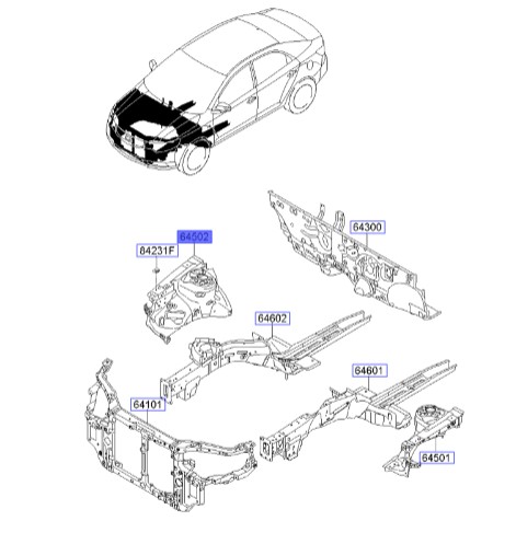 دوبل داخلی گلگیر جلو راست سراتو 2010 | Hyundai/KIA Genuine Parts | سراتو TD مدل 2010 سایپایی و وارداتی  645021M010