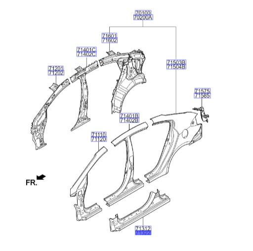 رکاب بیرونی جلو راست سراتو 2014 | Hyundai/KIA Genuine Parts | سراتو YD مدل 2014 تا 2018  71322A7D20