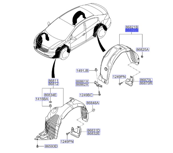 شل گیر چرخ عقب راست | Hyundai/KIA Genuine Parts – Mobis | سراتو مدل 2014 تا 2018  86822A7800