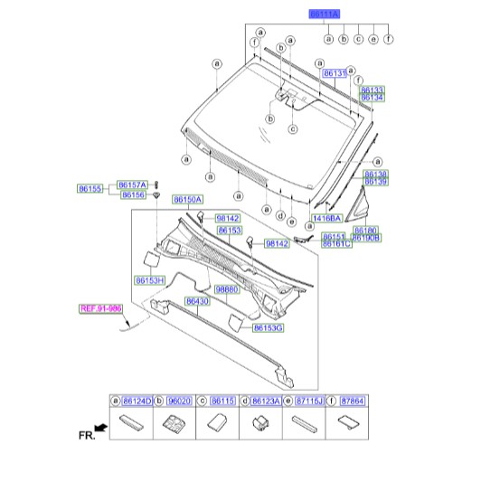 شیشه جلو سانتافه Hyundai/KIA Genuine Parts – MOBIS   861112WBB0