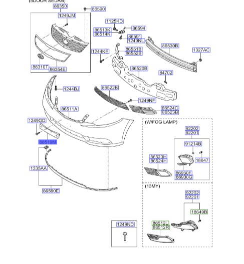 قاب پلاک جلو سراتو 2010 | Hyundai/KIA Genuine Parts | 865191M010