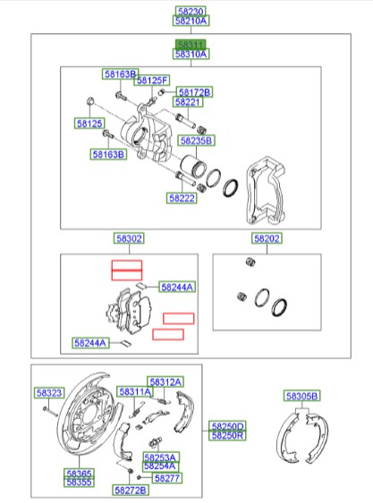 سیلندر ترمز عقب راست کادنزا  Hyundai/KIA Genuine Parts – MOBIS   583113RA70
