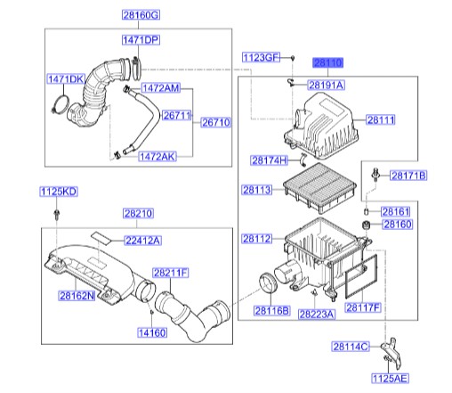 هواکش کامل سراتو | مجموعه هواکش سراتو 2010 |  Hyundai/KIA Genuine Parts – MOBIS | سراتو TD | سراتو کوپه | هیوندای i30 FD | 281101H050