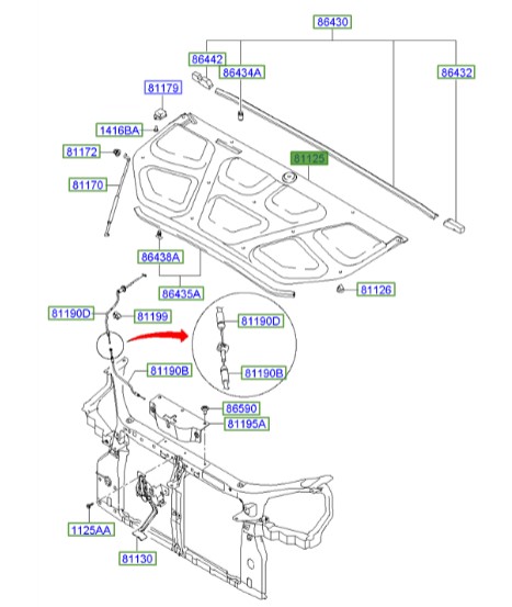 نمد کاپوت توسان Hyundai/KIA Genuine Parts – MOBIS  811252E000 