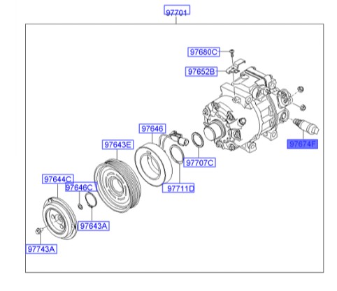 فشنگی کمپرسور کولر Hyundai/KIA Genuine Parts – MOBIS  i30  976742H040 