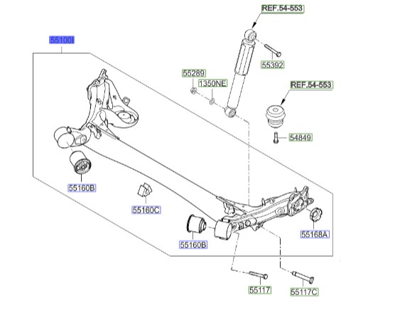 اکسل عقب کیا سراتو 2016 | Hyundai/KIA Genuine Parts | سراتو YD مدل ۲۰۱۴ تا ۲۰۱۸ 55100A7001