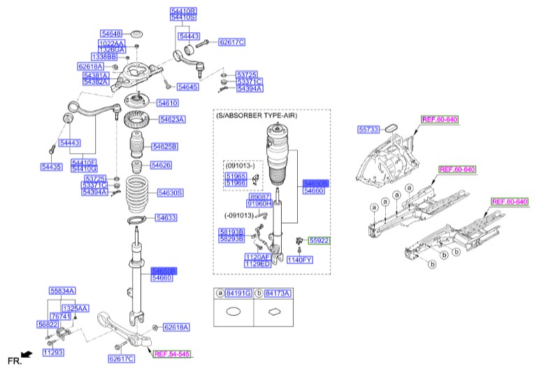 کمک فنر جلو چپ هیوندای جنسیس  Hyundai/KIA Genuine Parts – MOBIS  546113M701