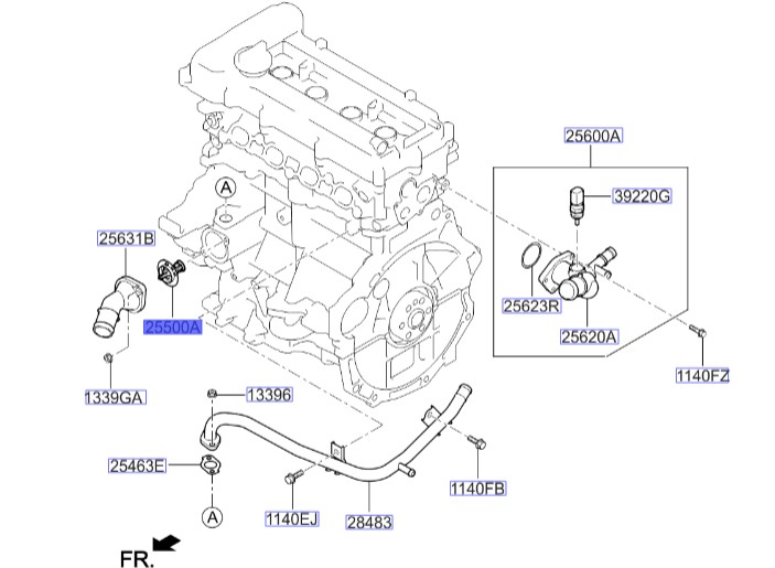 ترموستات (منطبق با سراتو سایپایی 1600) | Hyundai/KIA Genuine Parts – MOBIS | سراتو TD مدل 2010 سایپایی و وارداتی  255002B000 
