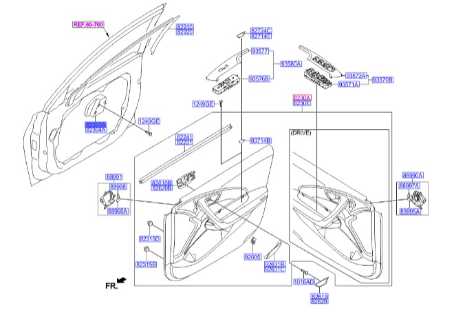 قاب آینه داخلی چپ آزرا  Hyundai/KIA Genuine Parts – MOBIS 823933V000