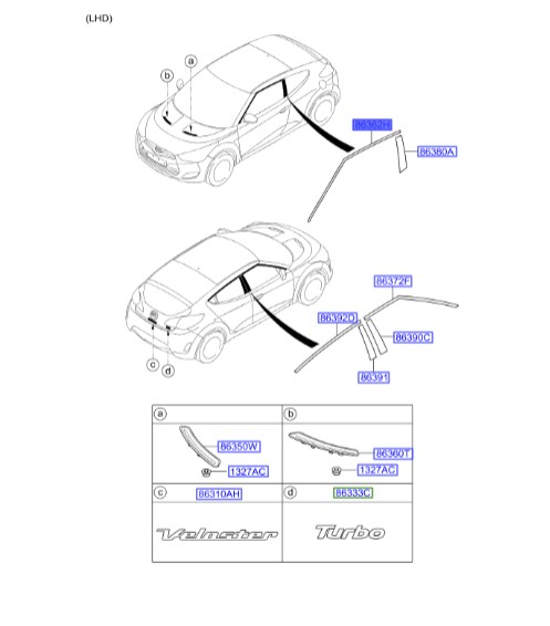 برچسب درب جلو بالا چپ هیوندای ولستر  Hyundai/KIA Genuine Parts – MOBIS  863622V010
