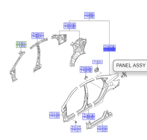 سینی پشت خطر عقب چپ اکسنت Hyundai/KIA Genuine Parts – MOBIS  715751R100 
