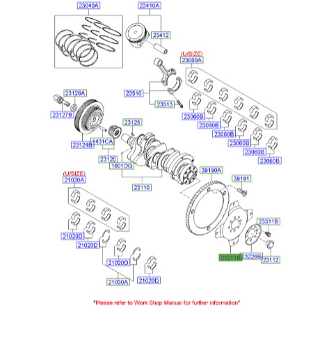 صفحه پشت فلایویل | پلیت بین فلایویل و ته میل‌لنگ | صفحه فلایویل | پلیت فلایویل | Hyundai/KIA Genuine Parts – MOBIS | 2321137150