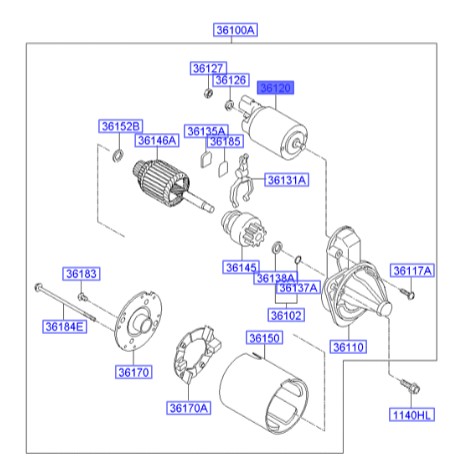 اتوماتیک استارت اکسنت  Hyundai/KIA Genuine Parts – MOBIS    361202B100 