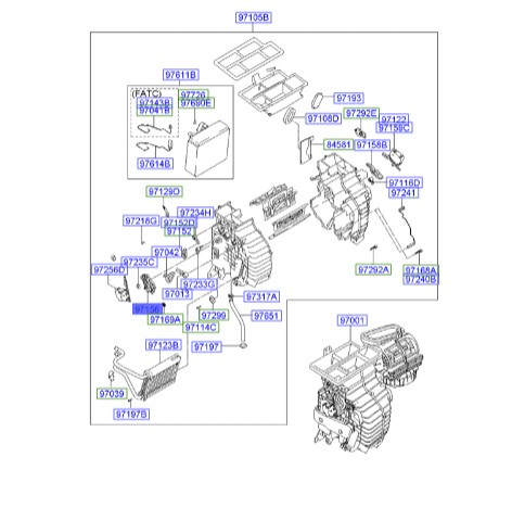 اهرم دریچه تهویه مطبوع | لیور دریچه هوا چپ توسان | اهرم دریچه کولر | Hyundai Genuine Parts | 971562E260