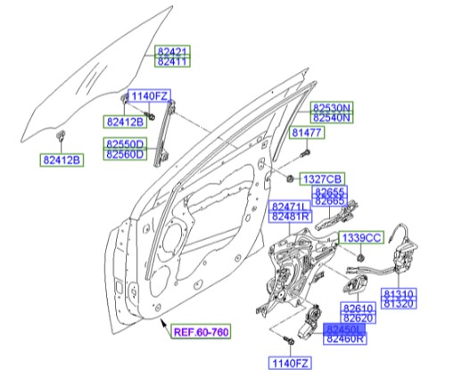 موتور شیشه بالابر جلو چپ هیوندای Hyundai/KIA Genuine Parts – MOBIS   IX35  824502S000