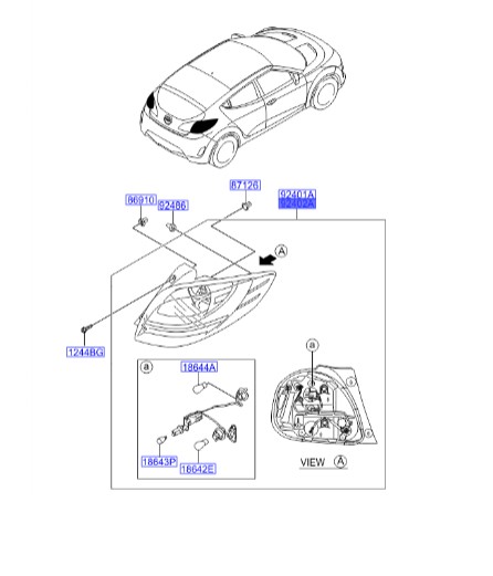 چراغ خطر عقب راست هیوندای ولستر  Hyundai/KIA Genuine Parts – MOBIS 924022V010