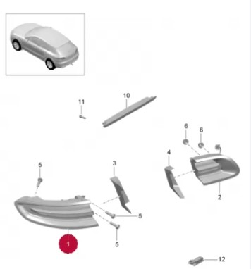 چراغ عقب سمت چپ بخش بیرونی پورشه ماکان اورجینال