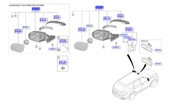 آینه چپ هیوندای سانتافه  Hyundai/KIA Genuine Parts – MOBIS   876102WAH0