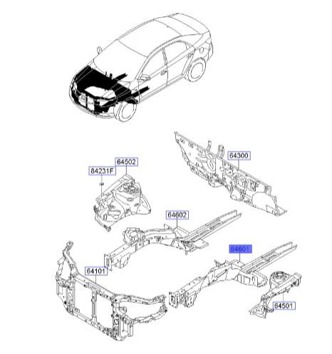شاسی جلو چپ سراتو 2010 | Hyundai/KIA Genuine Parts – MOBIS | سراتو مدل 2010 646011M010