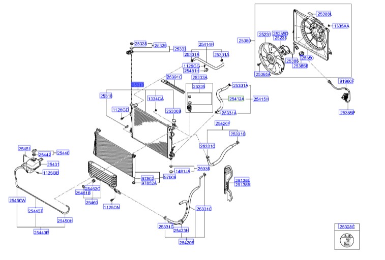 رادیاتور آب آزرا Hyundai/KIA Genuine Parts – MOBIS   253103K290 