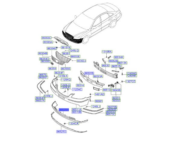 سپر جلو پایین هیوندای آزرا  Hyundai/KIA Genuine Parts – MOBIS   865123L001
