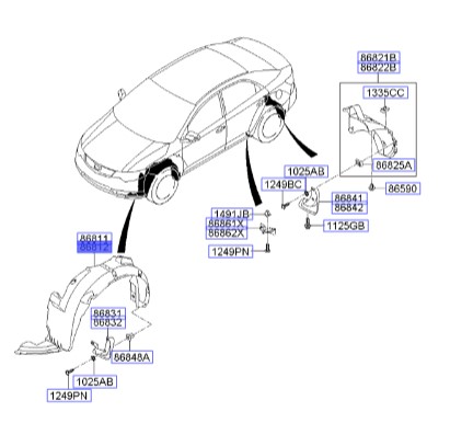 شل گیر چرخ جلو راست سراتو | 868121M300 | Hyundai/KIA Genuine Parts – MOBIS
