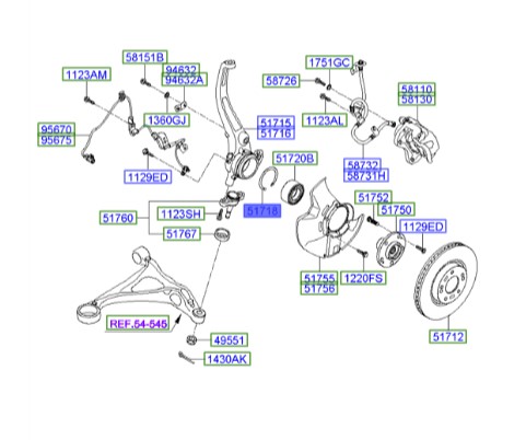 خار آزرا پشت بلبرینگ چرخ جلو سوناتا  Hyundai/KIA Genuine Parts – MOBIS   517183A500