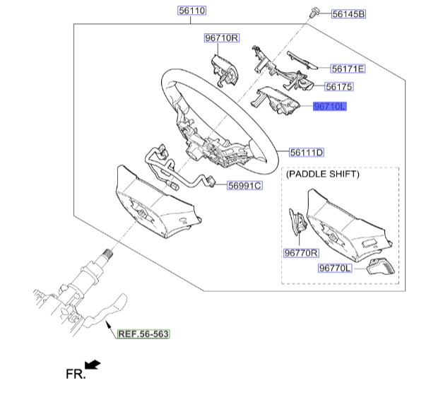 کلید روی فرمان سمت چپ سورنتو 96700c5250 Hyundai/KIA Genuine Parts – MOBIS xm