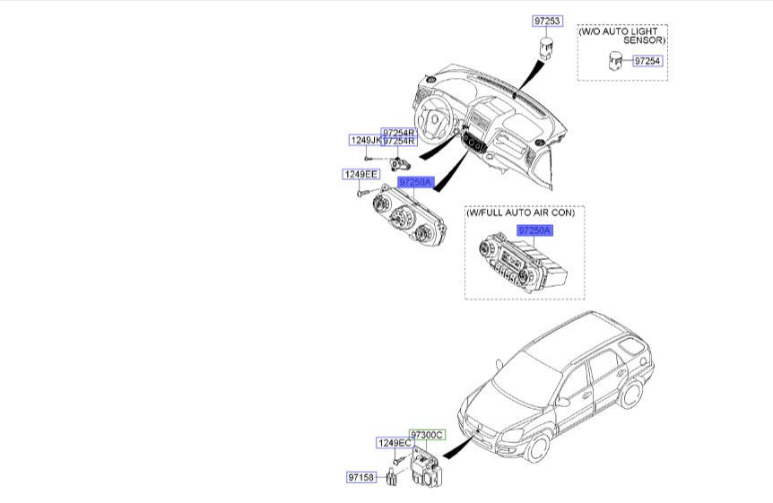 کلید کنترل بخاری اسپورتیج 2008 | Hyundai/KIA Genuine Parts | اسپورتیج KM مدل 2008 تا 2010