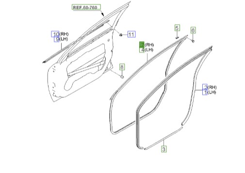 نوار دور درب جلو راست سراتو | Hyundai/KIA Genuine Parts – MOBIS | سراتو LD821402F000