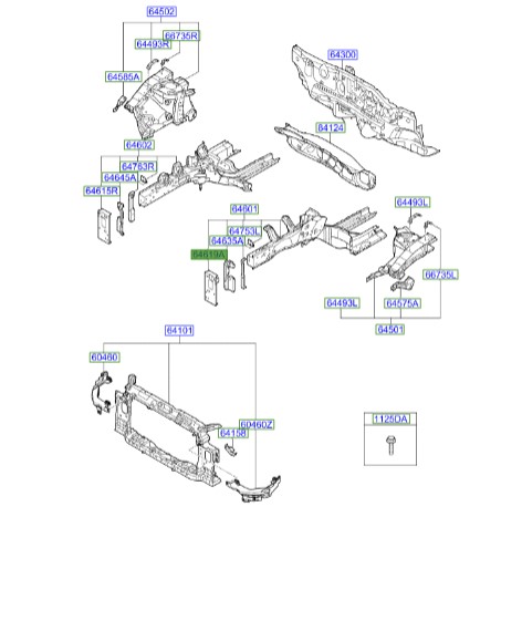 سر شاسی چپ النترا Hyundai/KIA Genuine Parts – MOBIS   646153X000