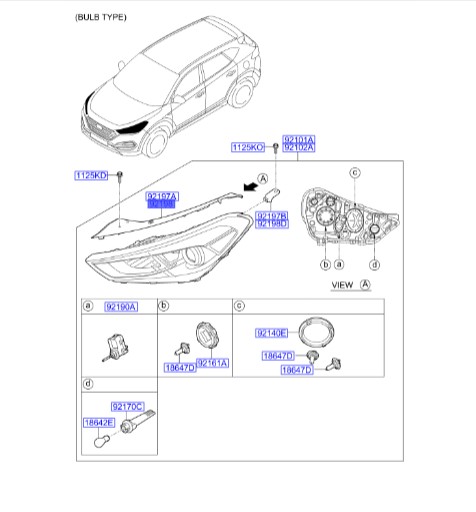 براکت نگهدارنده چراغ جلو سمت راست هیوندای 92141d7000 Hyundai/KIA Genuine Parts – MOBIS
